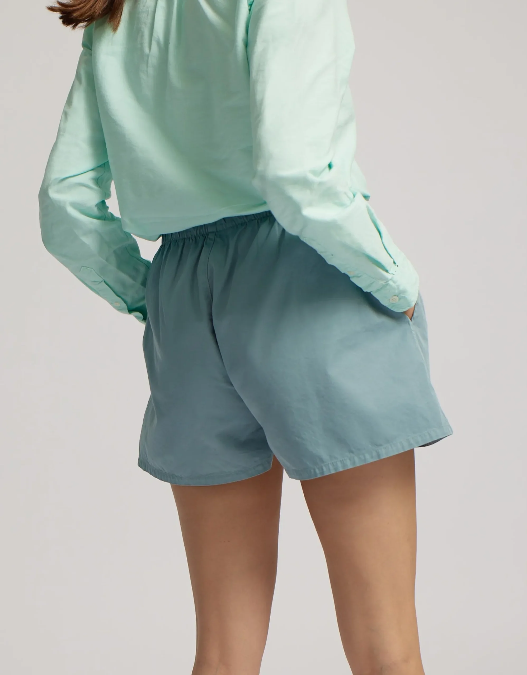 Women Organic Twill Shorts - Steel Blue